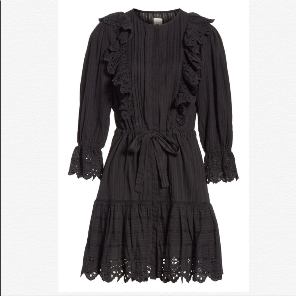 LA VIE REBECCA TAYLOR BLACK SATIN STRIPE DOBBY DRESS SIZE MEDIUM 💯 COTTON EUC - Picture 4 of 16